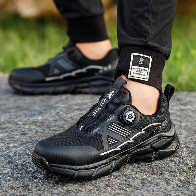 Fashion Lightweight Rotating Button Work Sneakers Protective Shoes Safety Puncture-proof Anti-smash Steel Toe Shoes Man Non-slip Sneaker