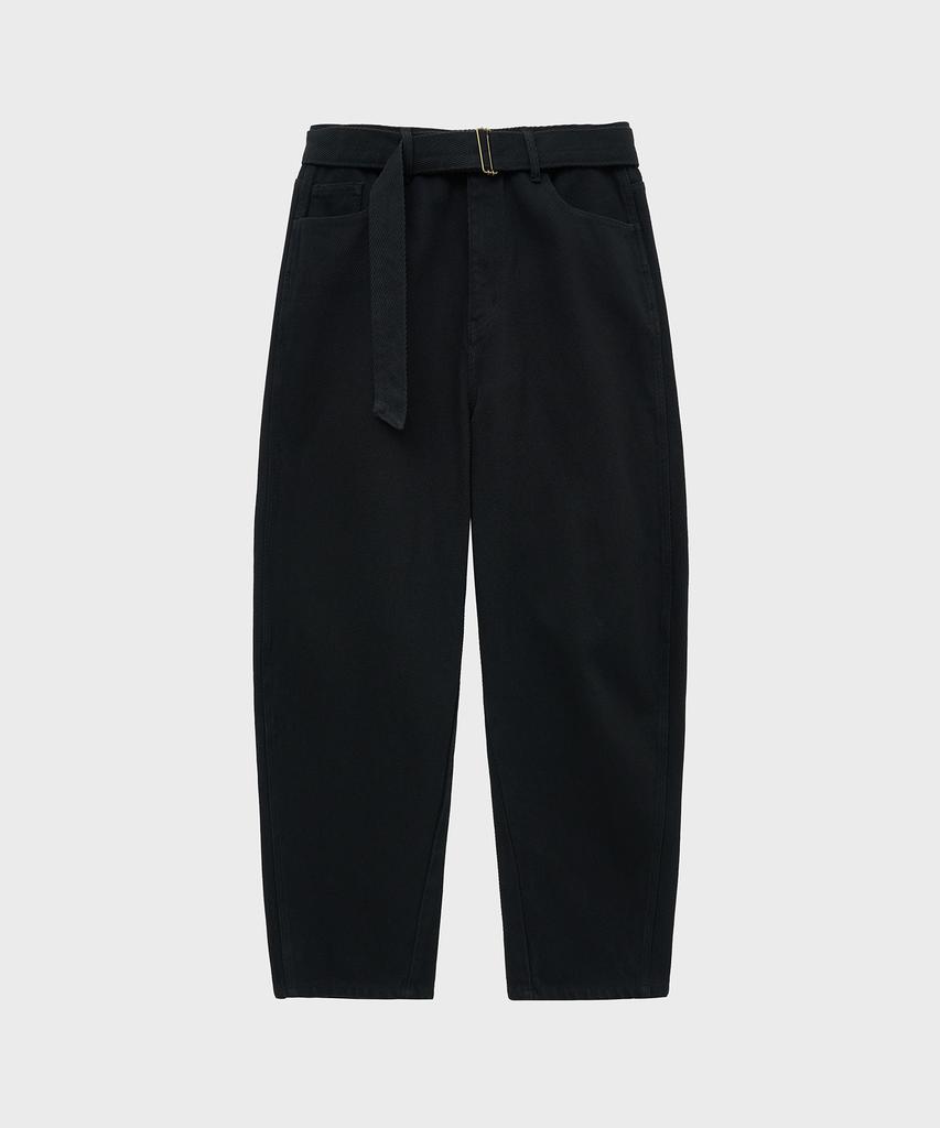 NOIRER Cotton Whipcord Washed Curved Pants (Black)