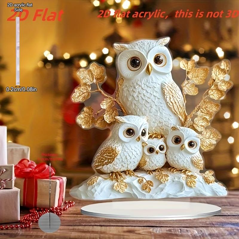 

2D Flat Berlin Style Winter Scene Acrylic Desktop Decoration, Owl, Suitable for wall decoration, porch, room, villa, accents Home, Hallway, or Workpla 20*20
