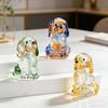 Yousheng Hand Blown Mini Glass Dog Figurine Handmade Faux Crystal Cute Dog Statue Collectible Animal Ornament for Home Decor Pet Lover Gifts