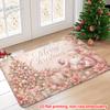 1pcs Christmas Pink Vintage Welcome Doormat, 2D Flat Printed Non Slip Floor Mat for Holiday Home Entrance Decor