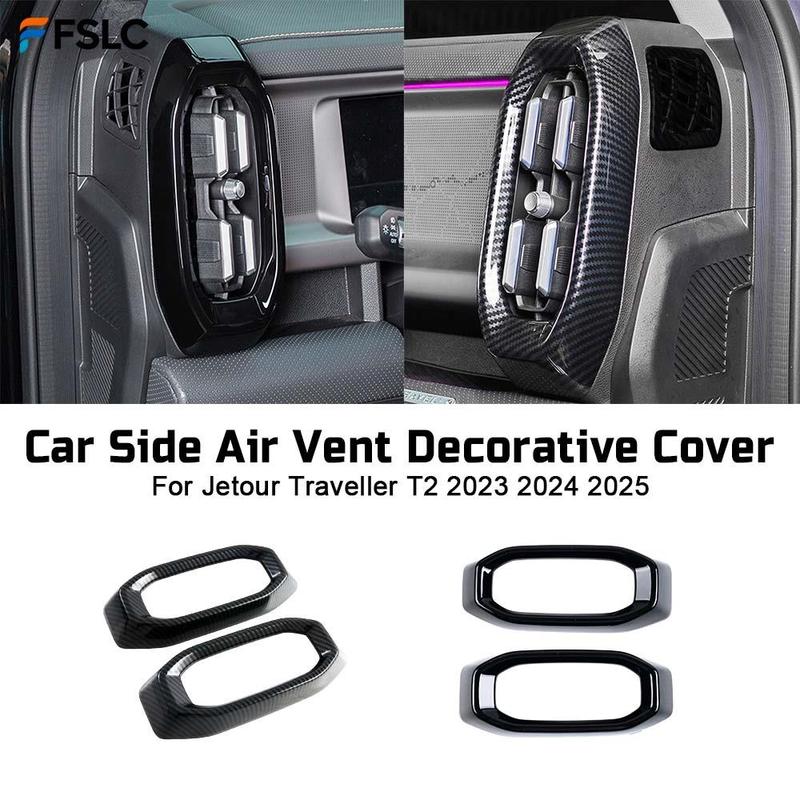 Carbon Fiber Black ABS Car Interior Air Vent Outlet Cover Trim For Jetour Traveller T2 2024 2025 Accessories