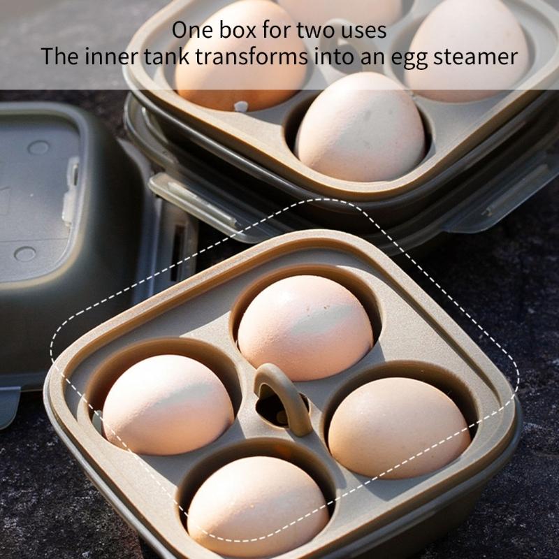 Practical 4 Compartment Eggs Container With Shockproof Silicone Protections Eggs Holder for Outdoor Camping Picnics