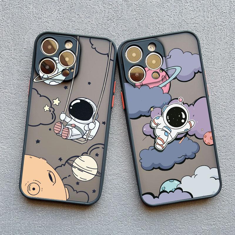 Cartoon Astronaut Pattern Phone Case For iPhone 14 13 15 Pro Max Plus 11 12 Mini Pro Max 7 8 Plus X XR XS Shockproof Phone Cover