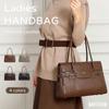 [MFFOR] Echte Lederhandtasche, Damen, 2-Wege-Businesstasche mit Nieten, Großes Fassungsvermögen, Stilvoll, Schlicht, Lässig, Beliebt für den Weg zur Arbeit (Schokolade)