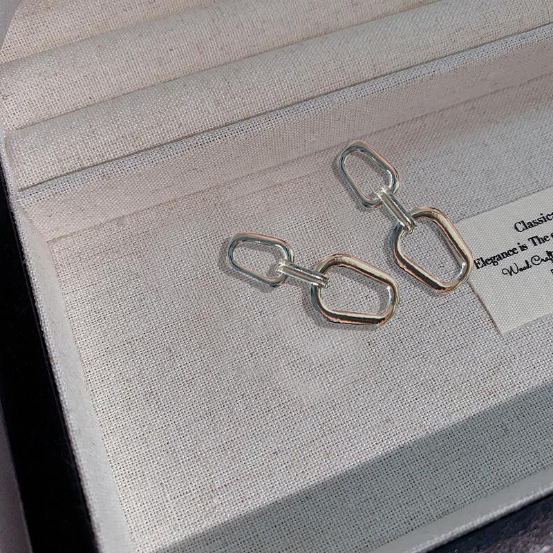 S925 Silver Geometric Hoop Earrings: Trendy High-End Style