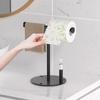 T-Shape Towels Bar Rack For Bathroom Vanity Countertop Black Carbon Steel Stable Free-Standing Towel Bar Vertical  Towel Holder
