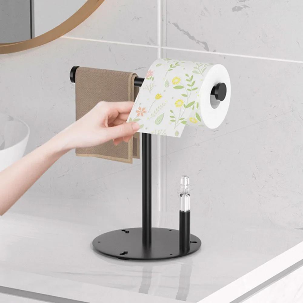 T-Shape Towels Bar Rack For Bathroom Vanity Countertop Black Carbon Steel Stable Free-Standing Towel Bar Vertical  Towel Holder