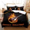 Johnny Hallyday Bedding Set Duvet Cover + 2 Pillowcases French Elvis Vintage Rock Roll Concert Bedroom Decor