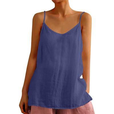 Women's Loose Casual Inner Cotton Linen Solid Color Sleeveless Camisole Top