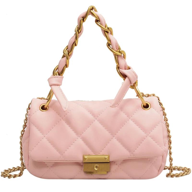 Women's Simple Red Plaid Square Bag Texture High-end Chain Popular Crossbody Bag Sense of Design Shoulder Bag New Fashion