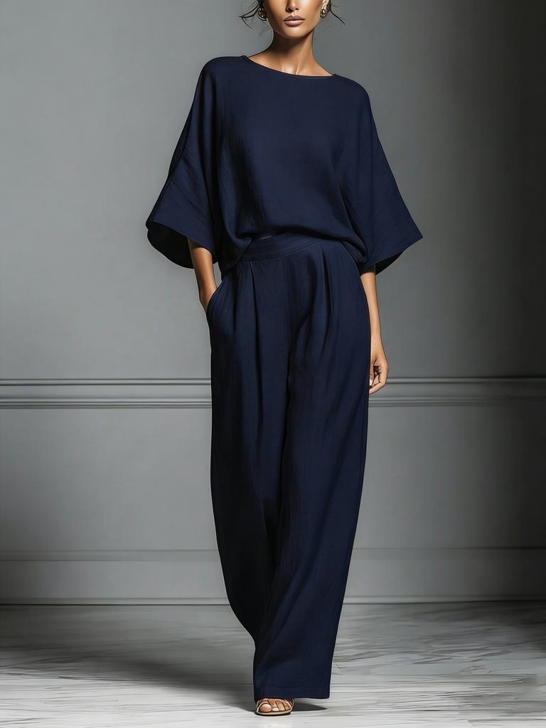 Spring and summer European and American foreign trade new women's clothing fashionable and elegant horn sleeve linen suit