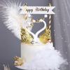 2pcs/Lot Crown Glass Table Swan Baking Decorative Birthday Anniversary Ornament Cake Topper Figure Paper Weight Desk Home Decor