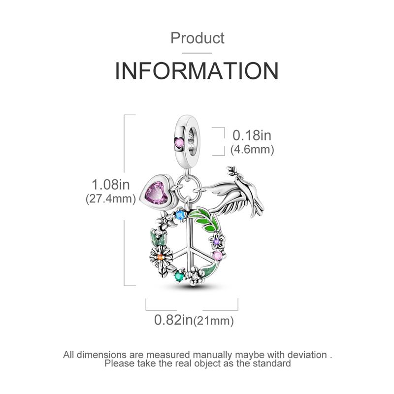 Charms Plata Love And Peace Flower Pigeon Pendants Fit Original Bracelets Charms For Women Jewelry Diy Making Gifts