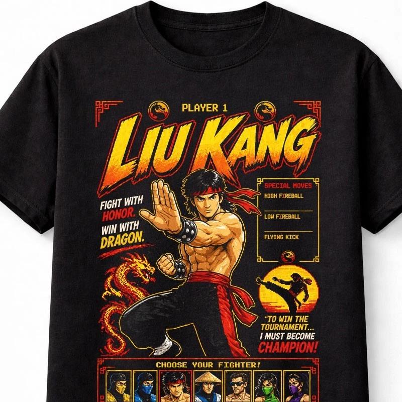 Liu Kang Mortal Kombat Retro Arcade Fighter TShirt Dragon Unisex TShirt S