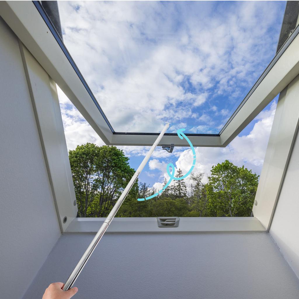 Adjustable Skylight Pole with Hook 1.48m Telescoping Stainless Steel Window Shade Rod for High Windows Attic Loft Awning Blind