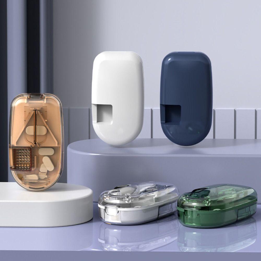 

Multifunctional Pill Crusher 3 in 1 Pill Organizer Case for Home Travel прозорий/зелений