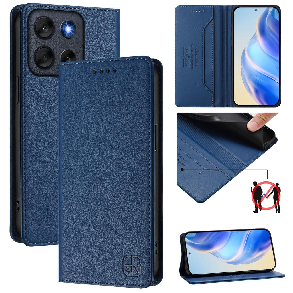 For Motorola Moto G56 5G Leather Case RINACASIS RC01 Phone Cover with RFID Blocking Wallet Stand