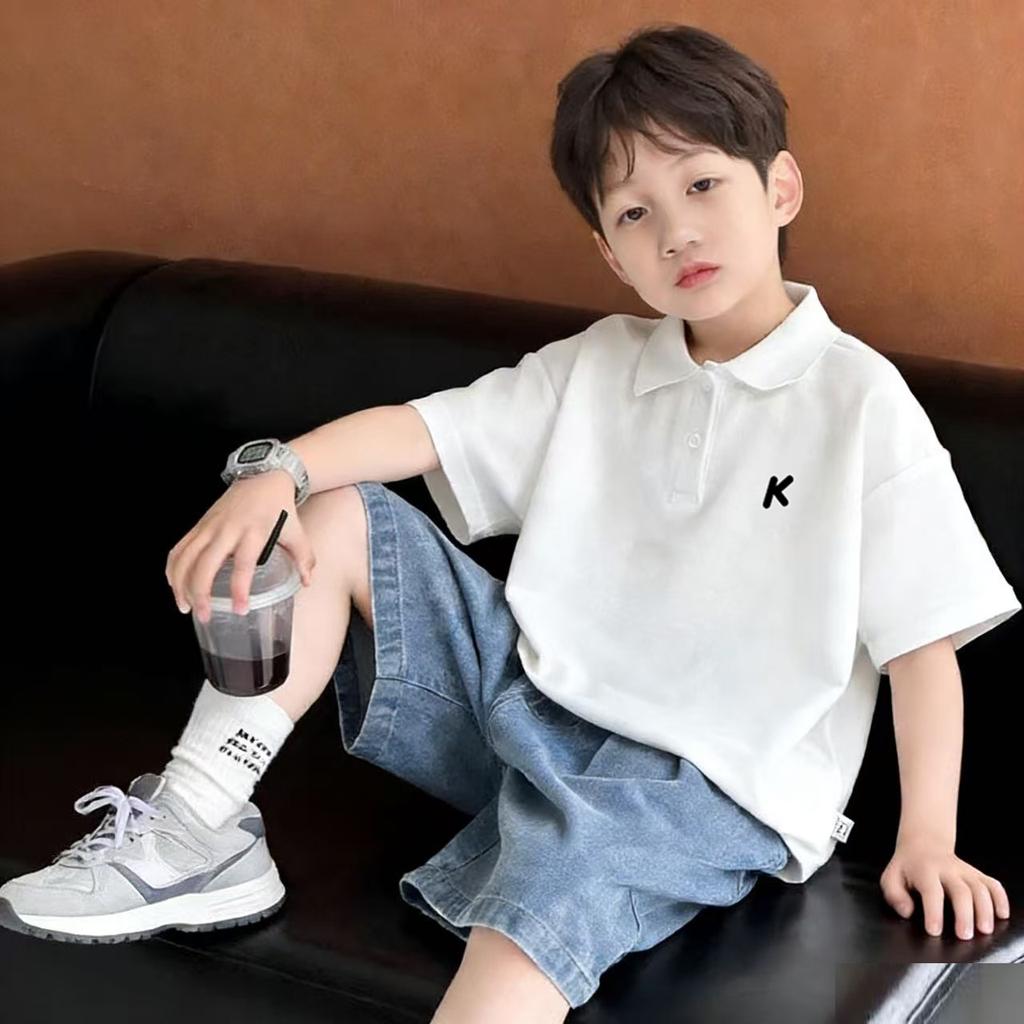 Kids Summer Cotton Polo Shirt Boys Girls Short Sleeve T Shirt Baby Trendy Top