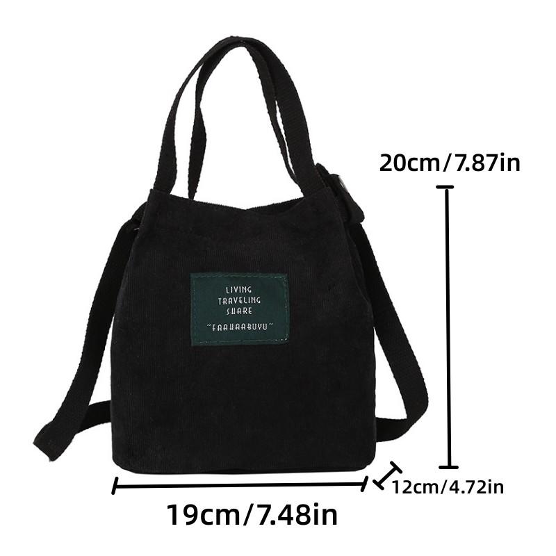 Retro Corduroy Canvas Simple Solid Color Literary Shoulder Original Bucket Cloth Bag