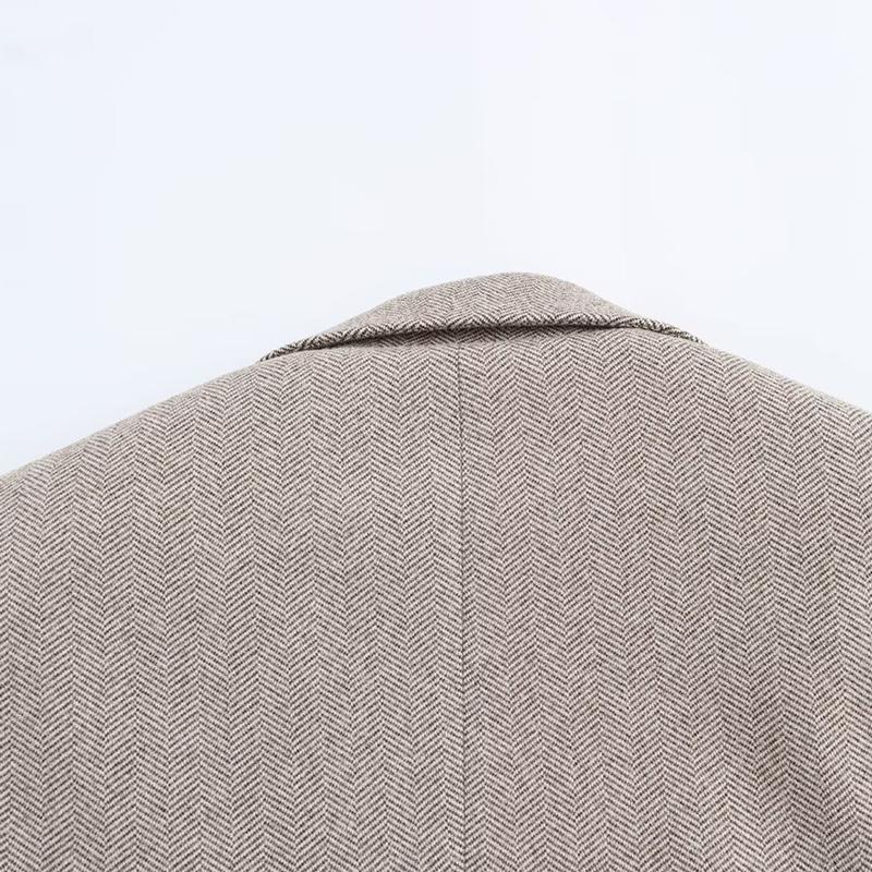 Women's Fashion Versatile Twill Suit Coat Autumn Straight Sleeve Flip Collar Single Buckle Blazers Jacket Office Lady Outcoat