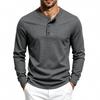 Men S Long Sleeve Henley T Shirt Casual Solid Color