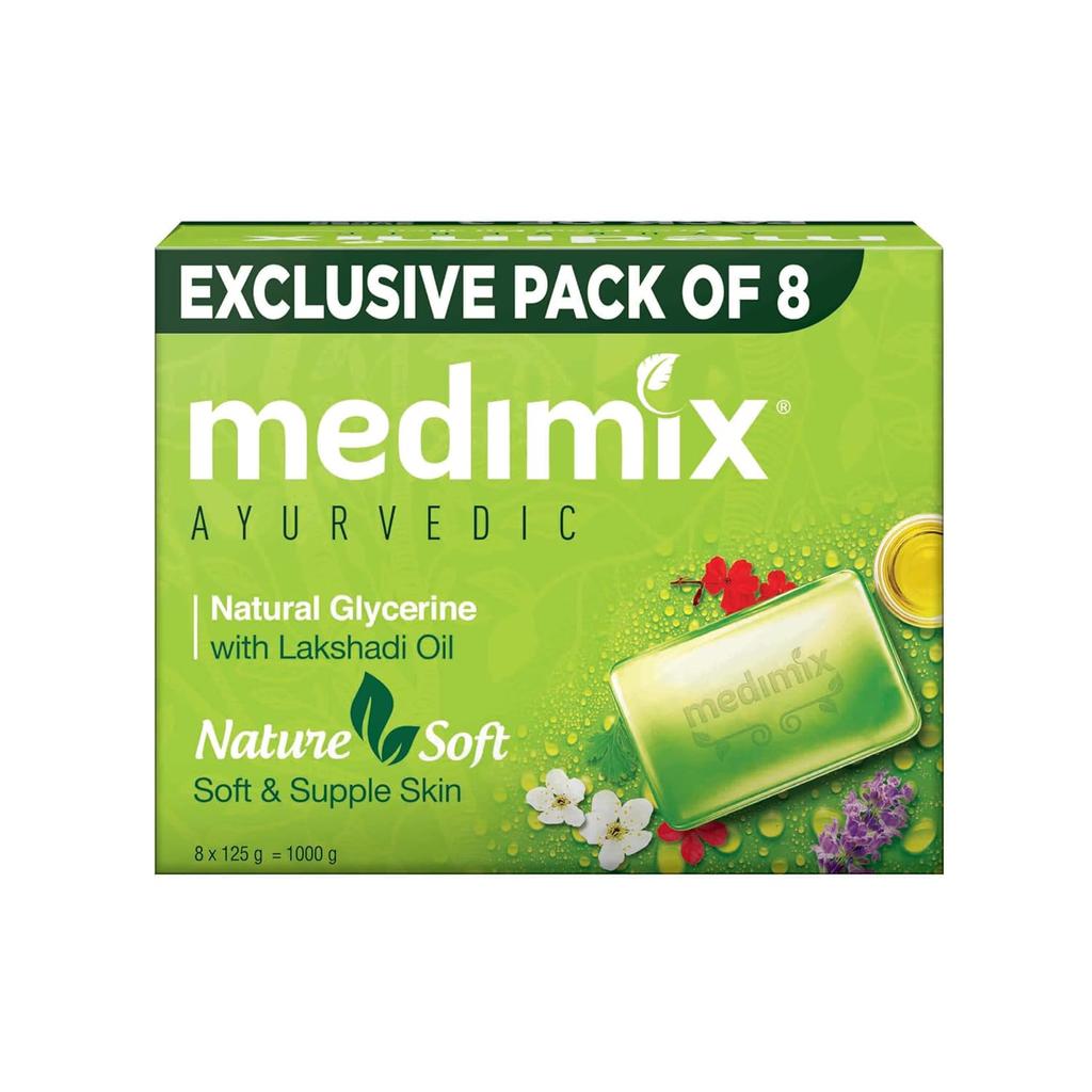 Medimix Ayurvedic Natural Glycerine Bathing Soap With Lakshadi Oil 125g X 8 Soap For Soft Supple Moisturised Skin Paraben-Free Vegan