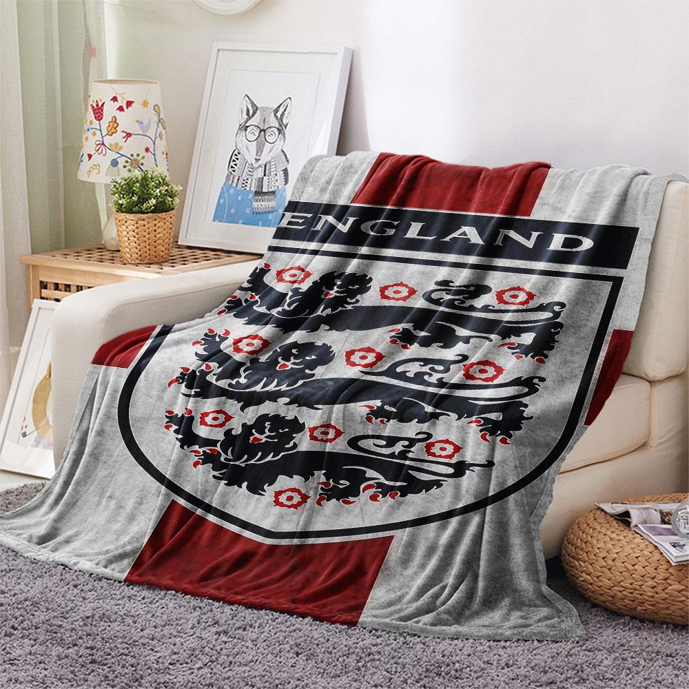 1PC England National Football Team Patterned Flannel Blanket Suitable For All Seasons for Home Decor Warmth and Comfort Gifts Holiday Present