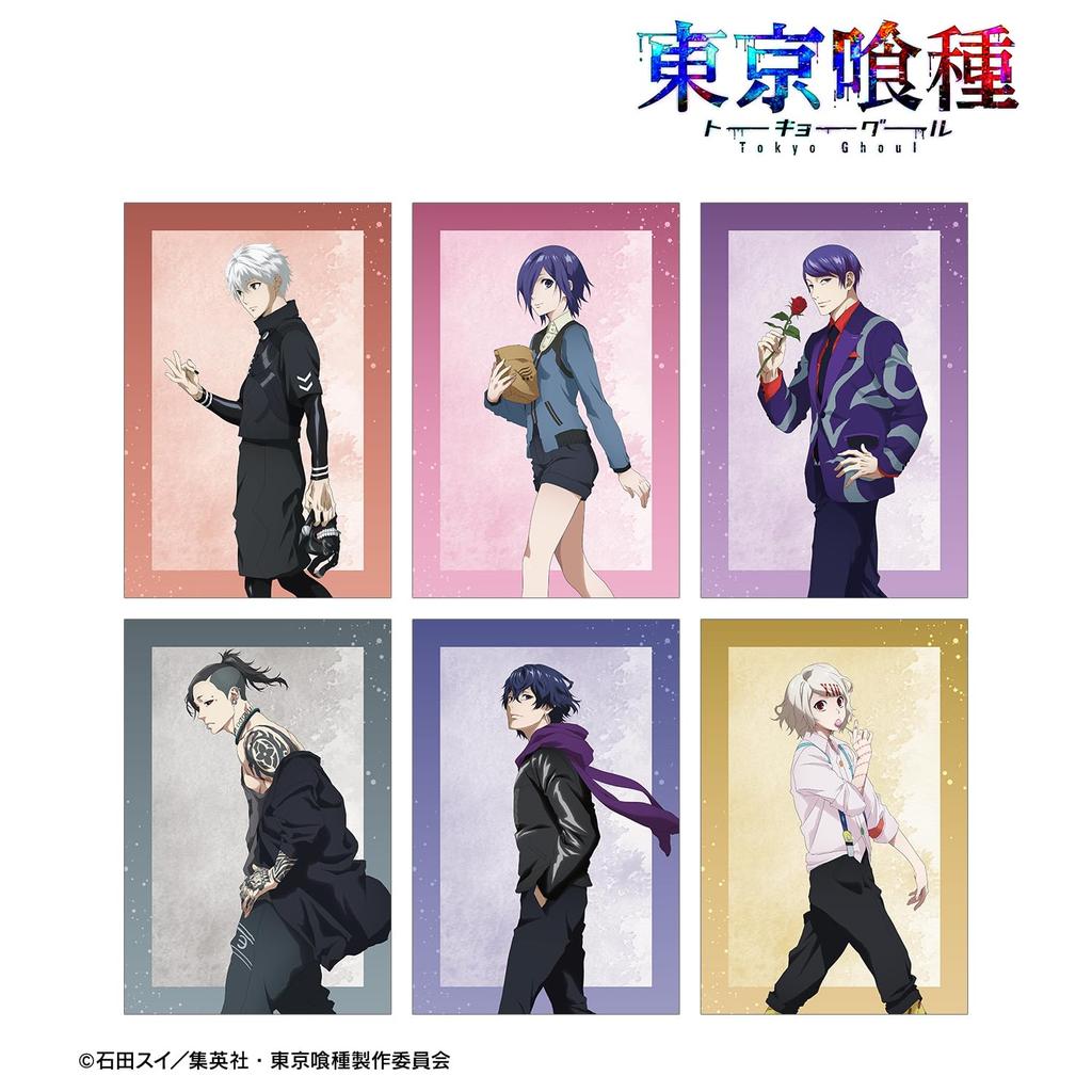 Conjunto de 6 postais com as ilustrações originais de da série anime de TV "Ayumi ver." "Tokyo Ghoul"
