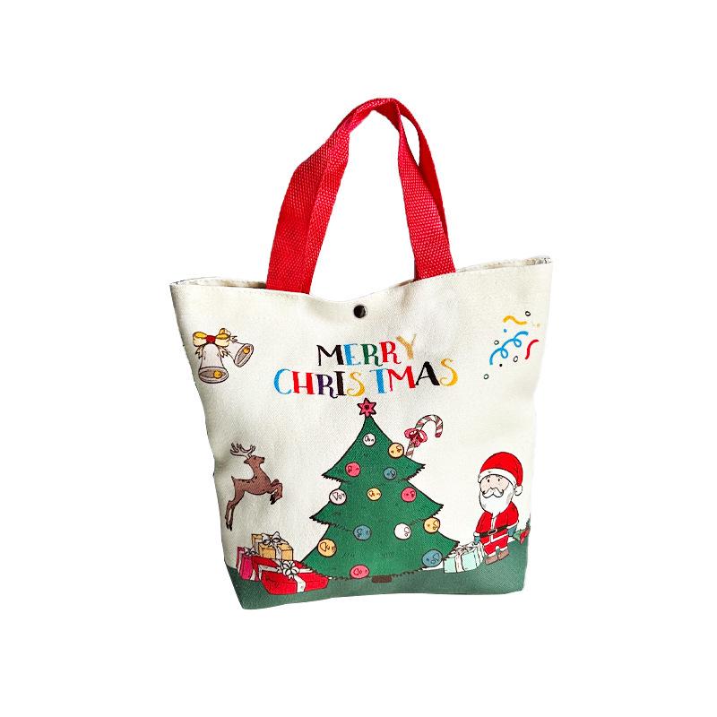 Christmas Eve Canvas Gift Tote for Candy and Apples