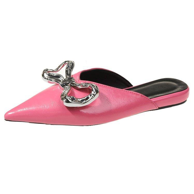 

Новые заостренные тапочки Baotou на плоском каблуке Half Tuo с галстуком-бабочкой, сандалии на плоской подошве для ношения женской обуви на открытом воздухе 39