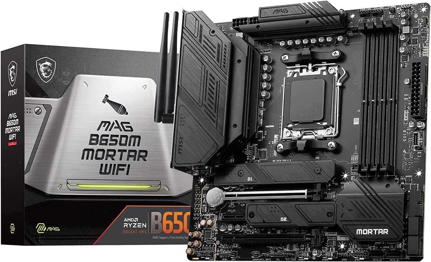 

Материнська плата MSI MAG B650M MORTAR WIFI Серія AMD Ryzen 7000 сумісна з чіпсетом B650 ATX MB5908 (AM5)