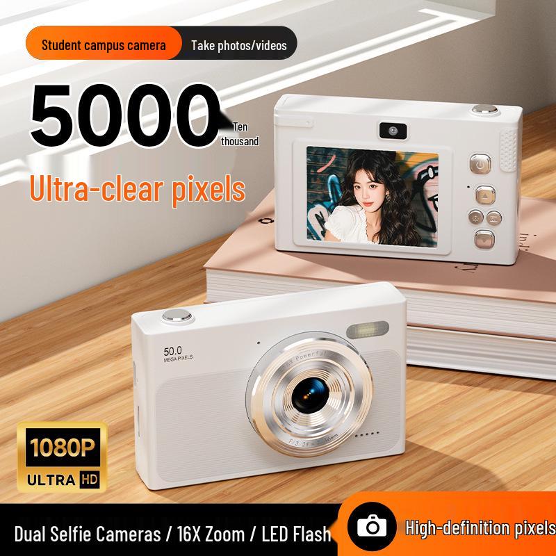 HD Dual-Camera Retro Digital Student Camera for Selfies and Travel