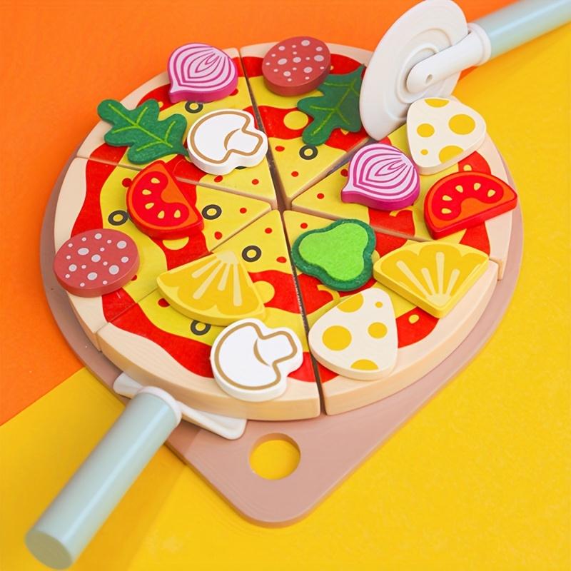 Pizza Making Simulation Interactive Learning Game Wooden Pizza Toy Set For Fine Motor Skills Development And Food Cognition