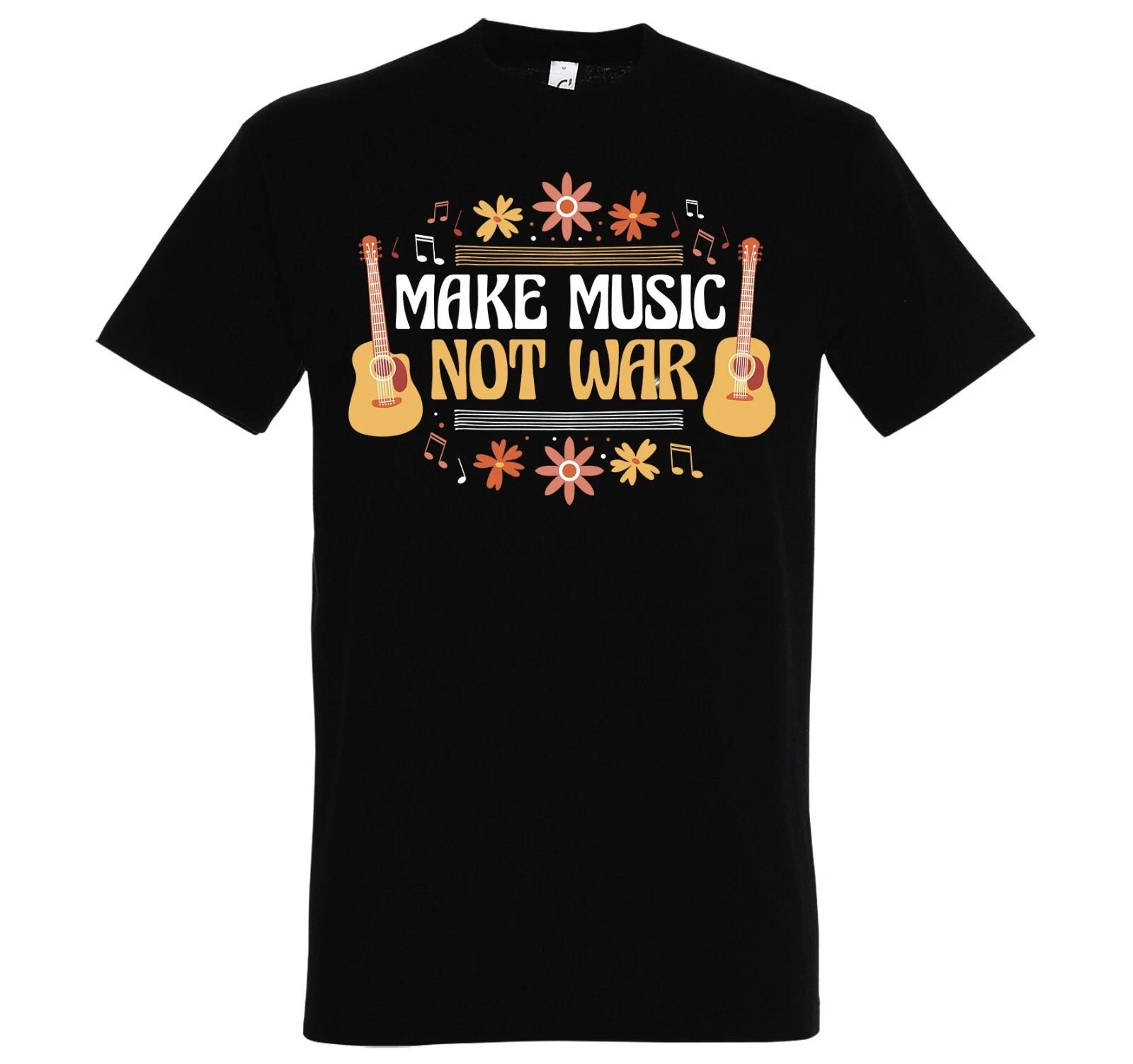 Youth Designz Make Music Not War Men s T-Shirt Logo Print Peace Hippie Fun XL