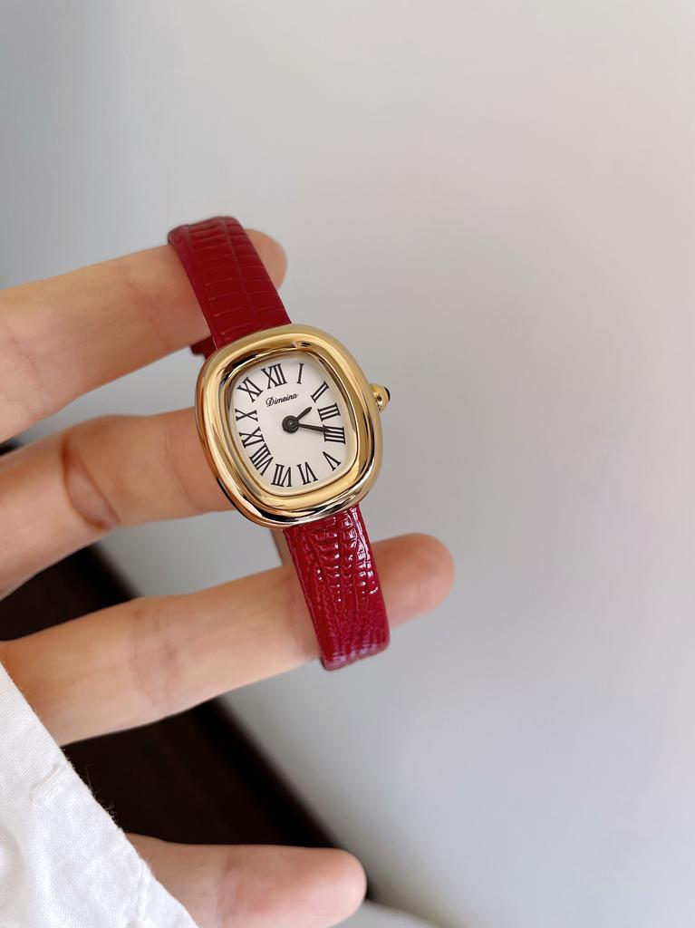 New Compact Bathtub Oval Luxury Niche Women's Watch Small Dial High Quality Leather Women's Watch Birthday Gift