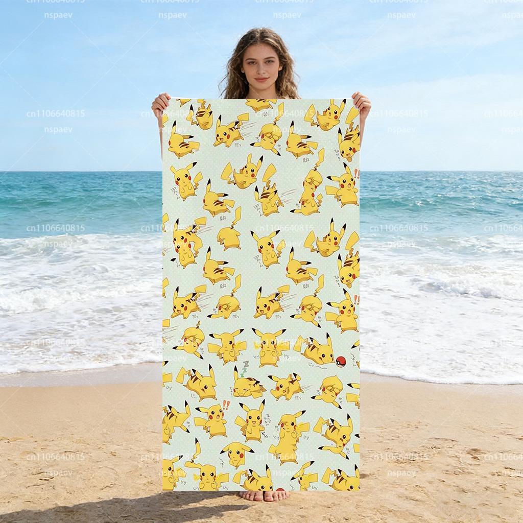 

Pokemon Pikachu Beach Towel, Cute All-Over Print Quick Dry Pool Towel, Absorbent Microfiber Bath Towel for Kids & Adults, Summer W30*H60(CM)