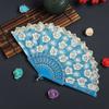Gold Powder Craft Chinese Flower Folding Fan Small Fan Lace Decorated Fan  Dance Fan
