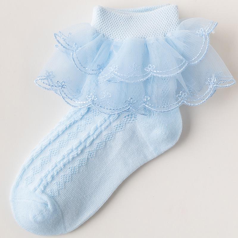 

Girls Lace Dance Socks, Pure Cotton - White, Thin, Toddler/Child, for Spring & Autumn 10+ years/Size 34-38