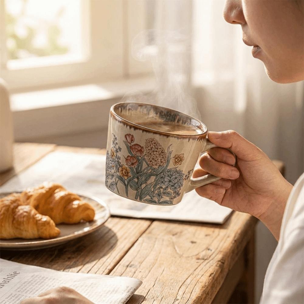 Non-slip Ceramic Coffee Cup 385ml Milk Cup Drinkware Exquisite Water Cup Travel