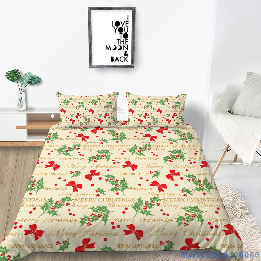 Christmas Home Bedding Set Deluxe Quilt Cover Pillow Case Home Bedding Set AU/EU/US Full Size Single/Double Bed