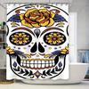 Totenkopf Blumig Duschvorhang Dekorativ Schwarz Weiß Druck 72 x 84 Zoll Hochwertiger Wasserdichter Stoff für Badezimmerdekoration