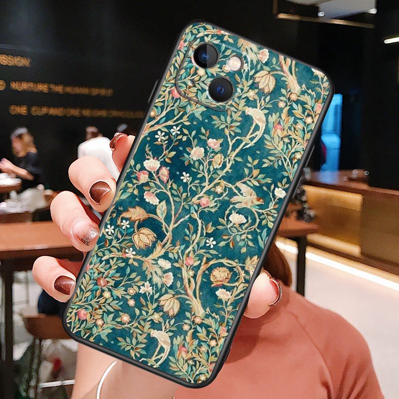 William Morris Case For iPhone 14 15 16 Pro Max 11 12 13 Mini X XR XS Max 14 Plus Soft Cover