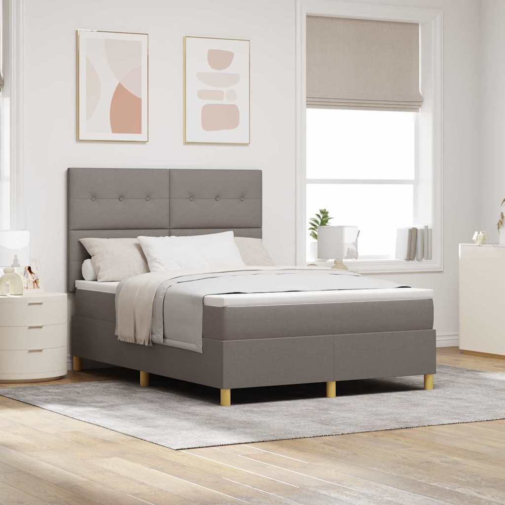 Box Spring Bed with Mattress Taupe 140 x 200 cm Fabric