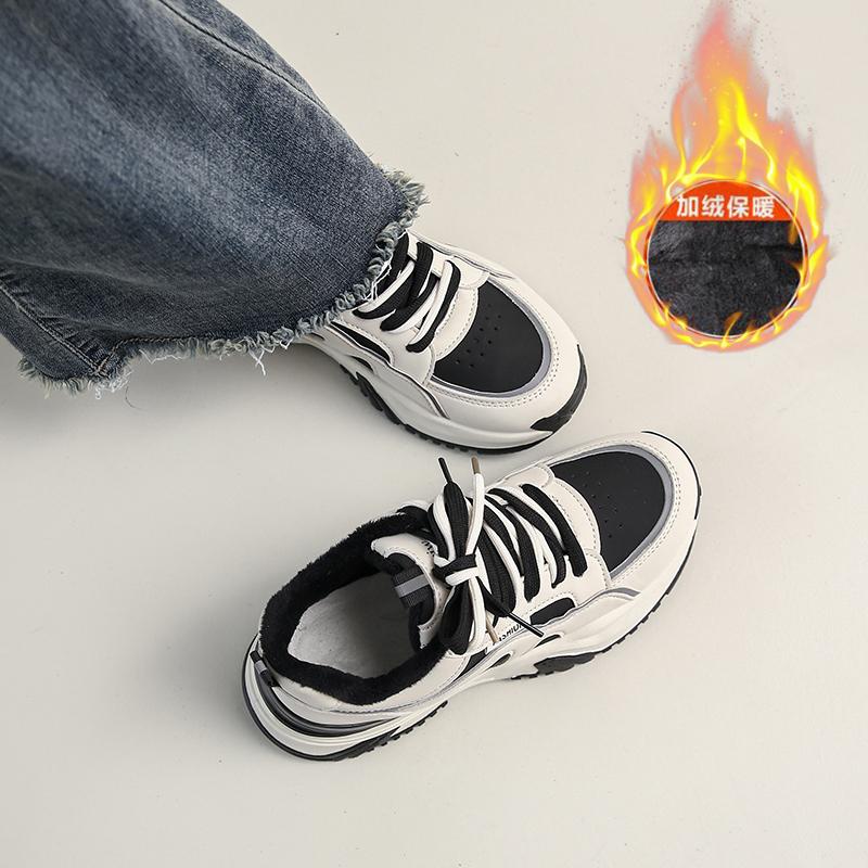 Protagonist dad shoes student winter velvet two cotton shoes soft sole sports