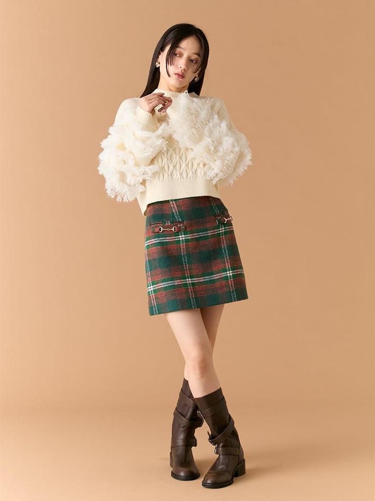 Front bit design mini skirt LWFS255004GRN1