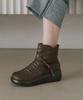 Gisse Genuine Leather Belly Shirred Fleece-Lined Ankle Boots Gis-45280