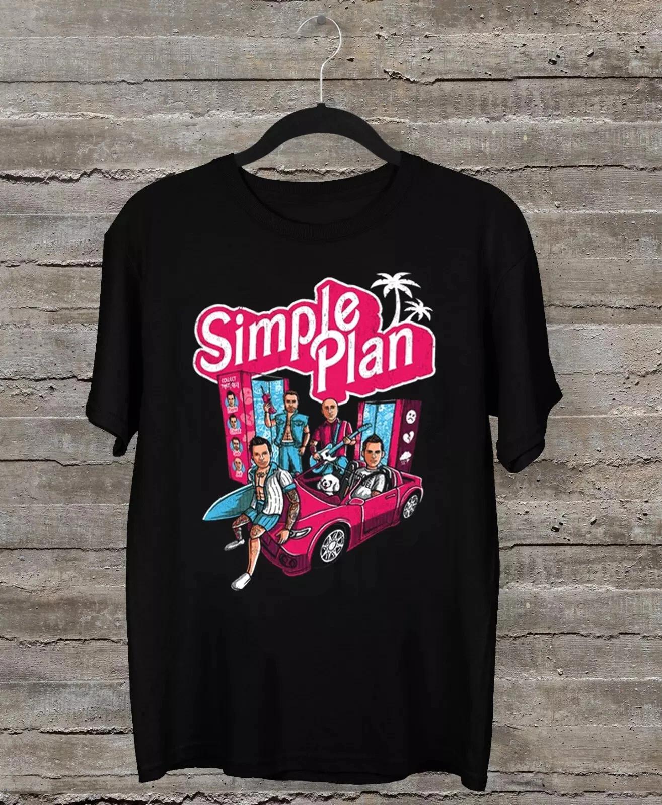 Тур Simple Plan 2023 Футболка с коротким рукавом, черная, хлопковая, все размеры XL