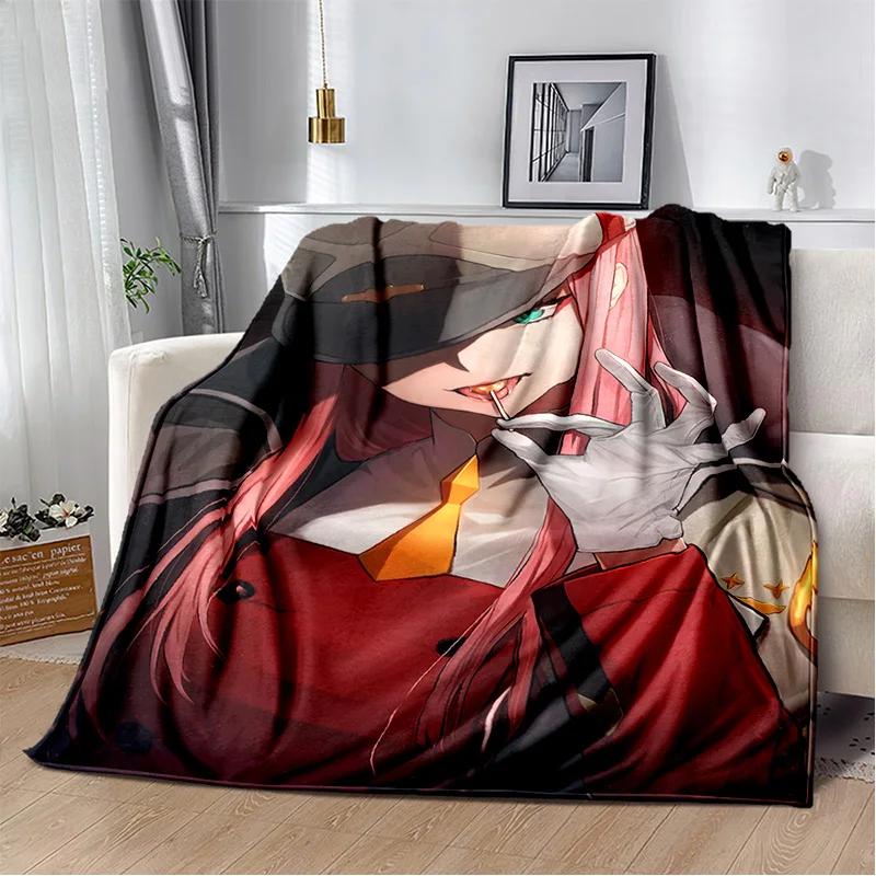 3D Sexy Girl Zero Two DARLING In FRANXX Soft Plush Blanket,Flannel Blanket Throw Blanket for Living Room Bedroom Bed Sofa Picnic