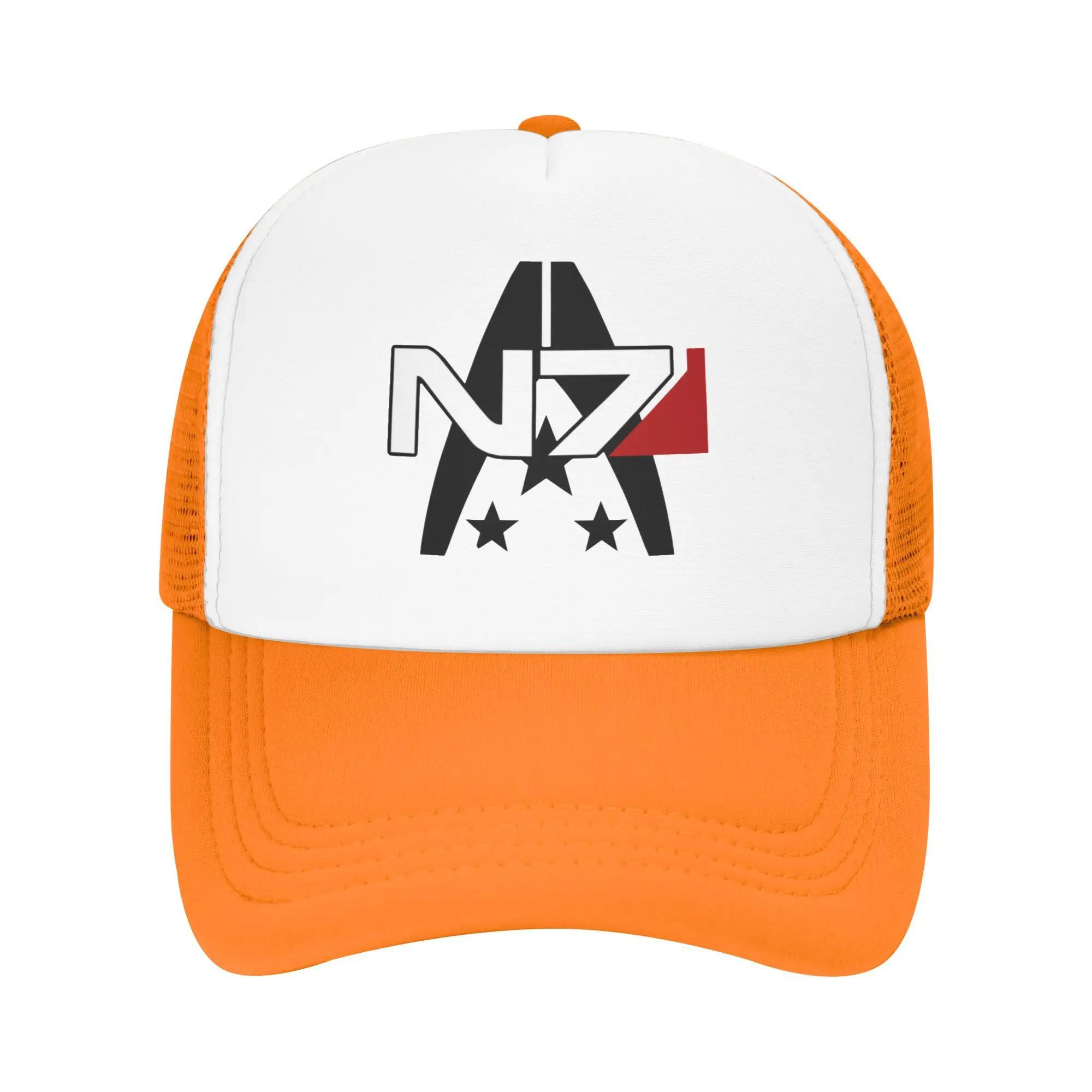 Для фанатов игры 2025 Mass Effect N7 Alliance Дорожная сетчатая бейсболка Женская Взрослая Мужская Пляжная солнцезащитная кепка Хип-хоп Кепка-тракер One Size